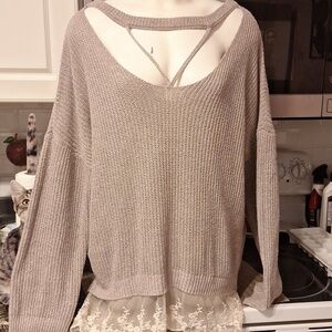 B  Moral Fiber stretch long sleeve pullover plus size sweater 3X